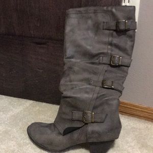 Grey heel boots